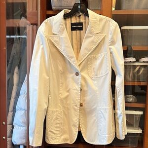 Giorgio Armani Cream Cotton Notch-Lapel Blazer